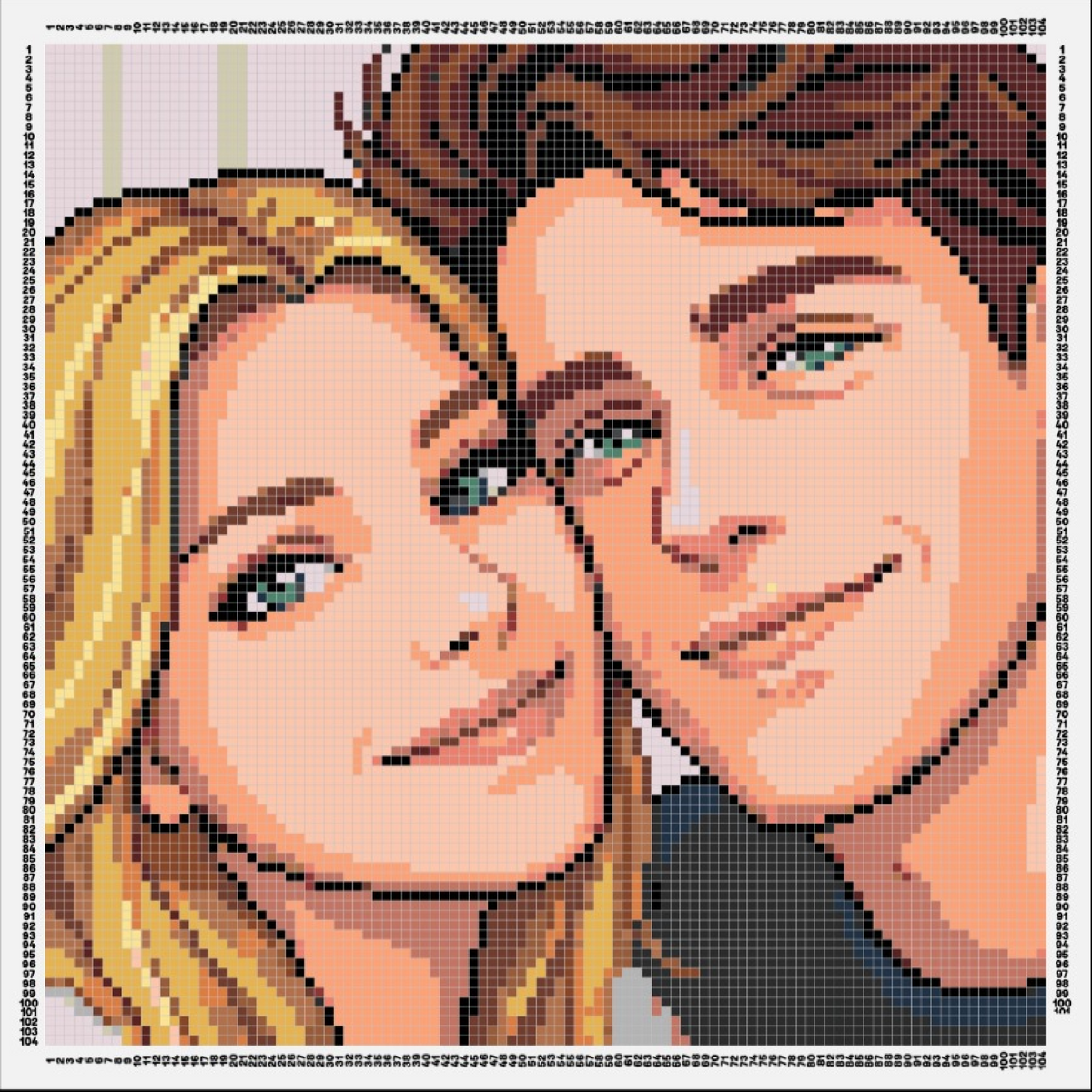 Couple portrait turned into pixel art