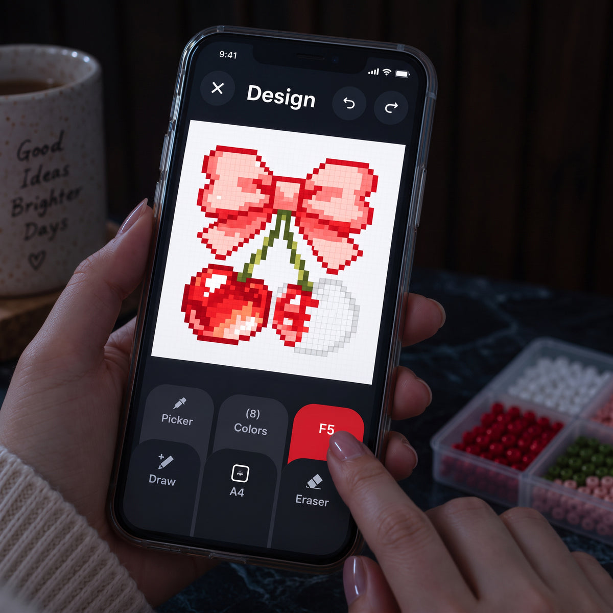 Drawing and design tools in the PixMaker app